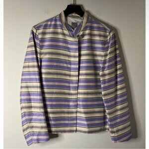 Ann Freedberg Vintage Striped Mandarin Collar Blazer